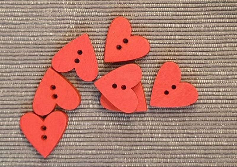Holzknopf Herz klein rot 6