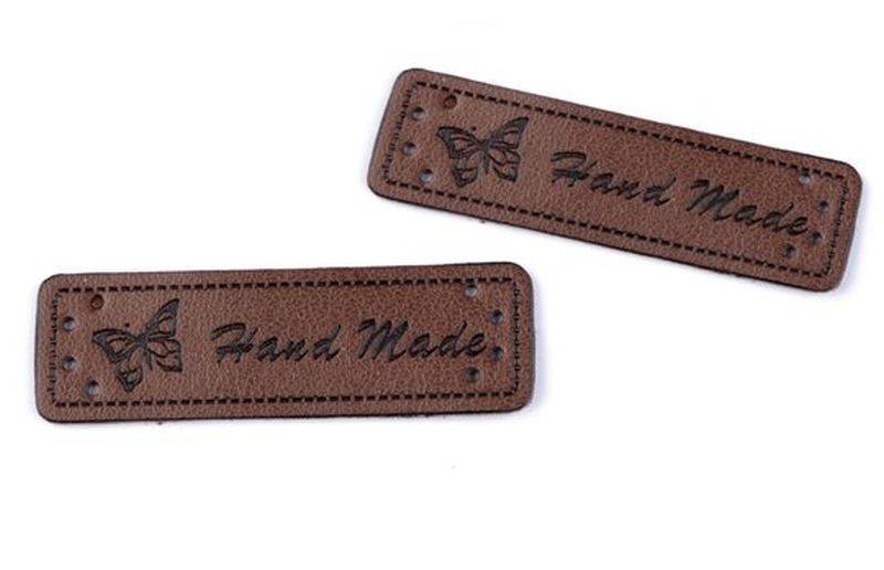 Ekoleder Etikett Handmade dunkelbraun 3