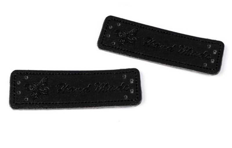 Ekoleder Etikett Handmade schwarz 4