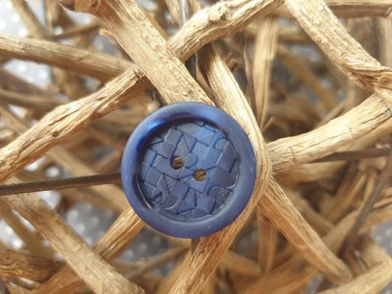 Knopf 11mm Polyester Muster/Grafik Blau