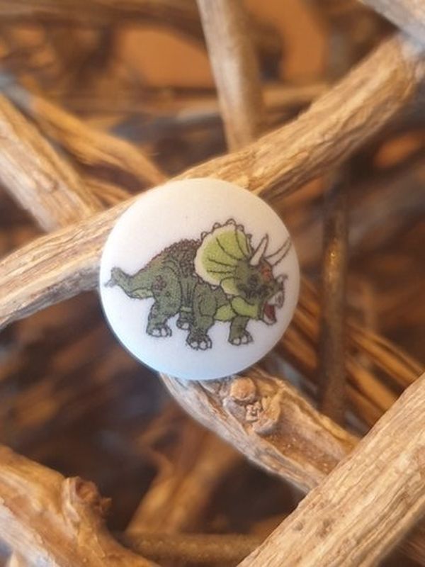 Polyesterknopf Dinosaurier 2 weiß