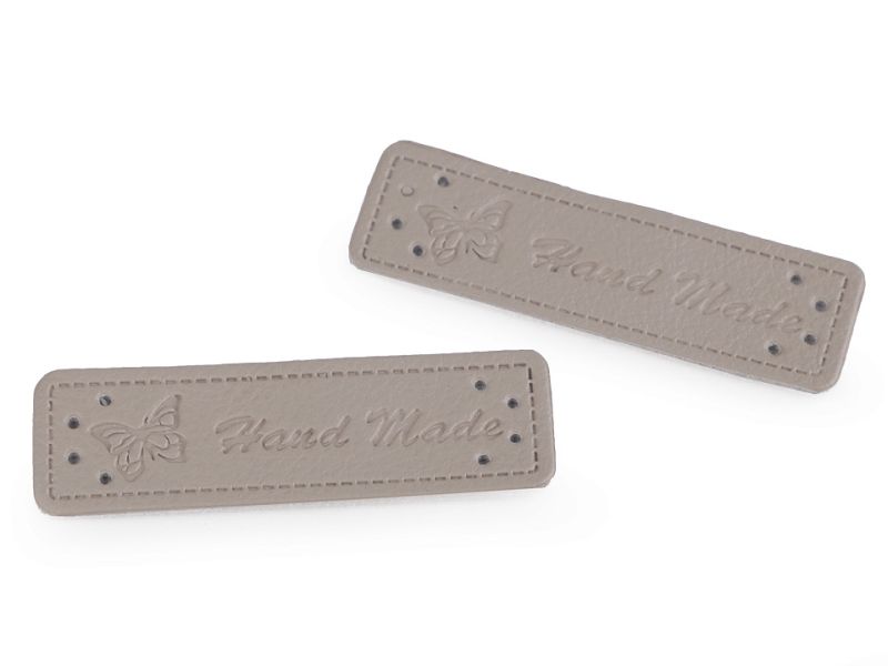 Ekoleder Etikett Handmade Hellgrau 10