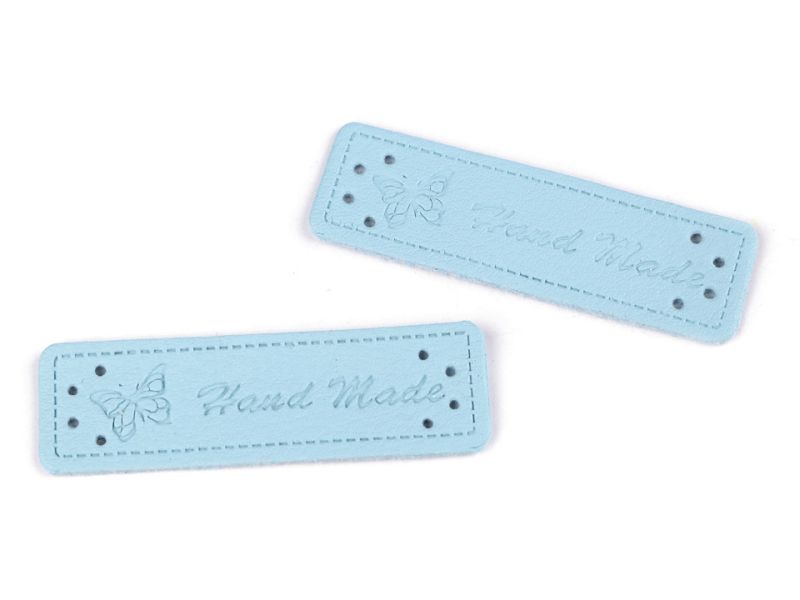 Ekoleder Etikett Handmade Hellblau 8
