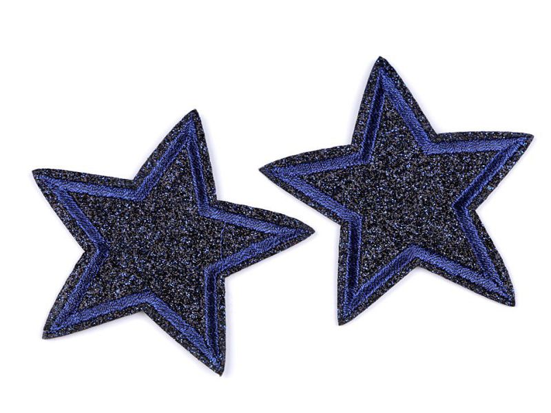Applikation Glitzer Stern 65mm Dkl Blau 5