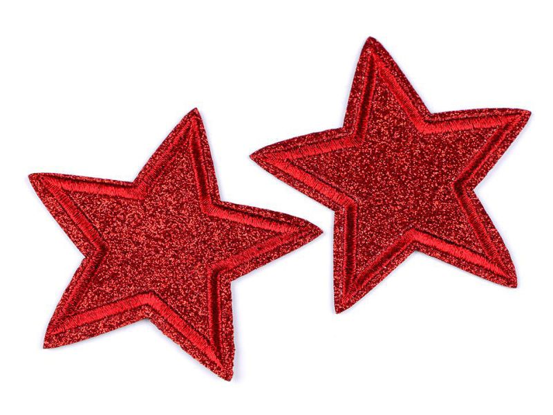 Applikation Glitzer Stern 65mm Rot 6