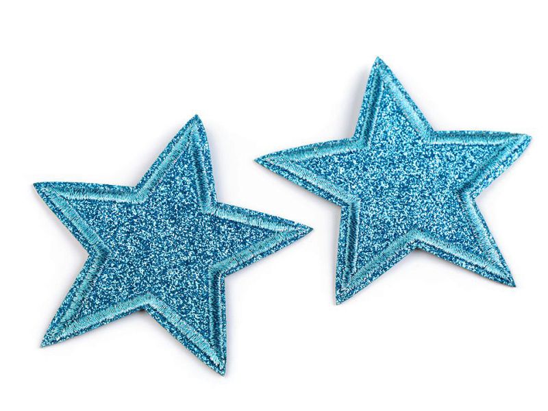 Applikation Glitzer Stern 65mm Türkis 3