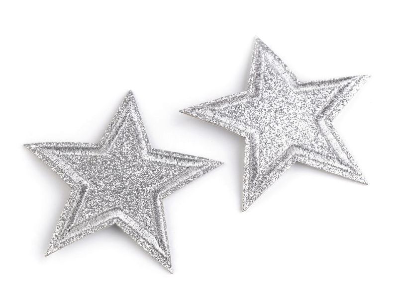 Applikation Glitzer Stern 65mm Silber 1