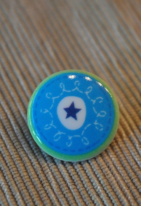 Knopf Tante Ema Stern groß blau