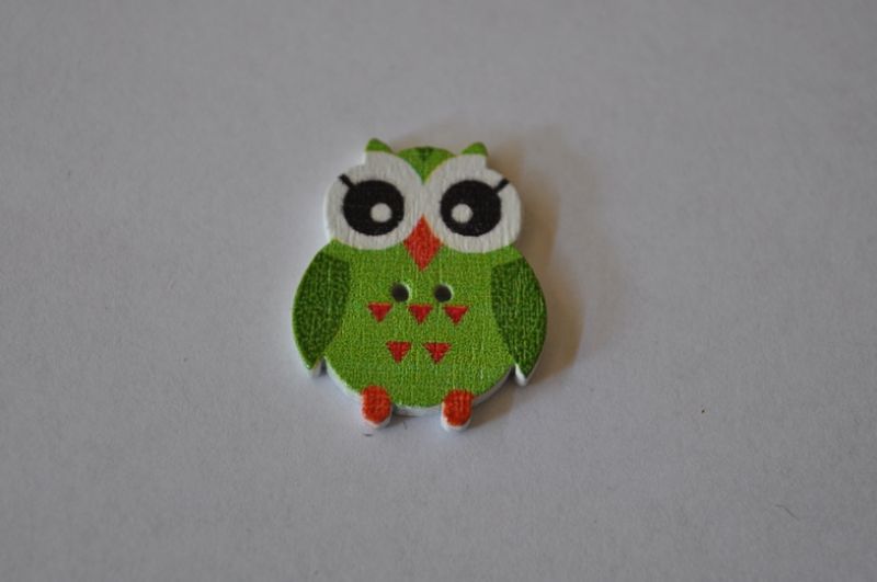 Knopf Eule Holz grün/grün