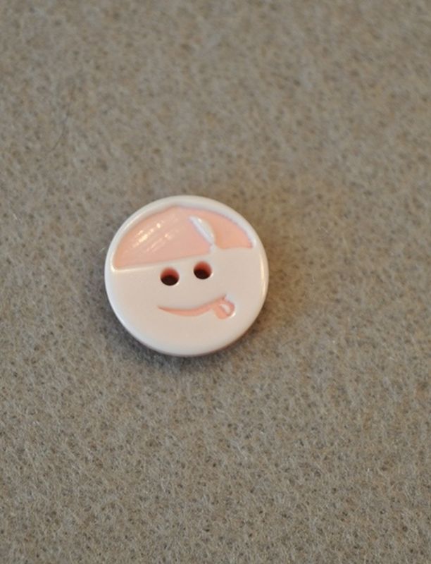 Polyester Knopf 2-Loch Smiley rosa