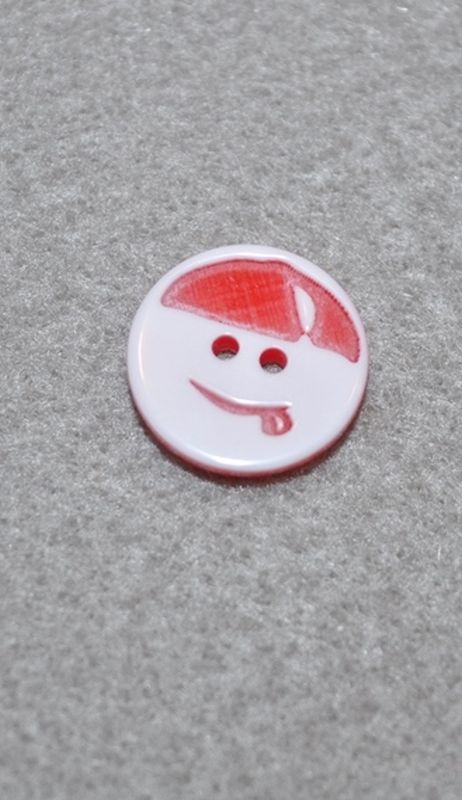 Knopf 2-Loch Polyester Smiley rot