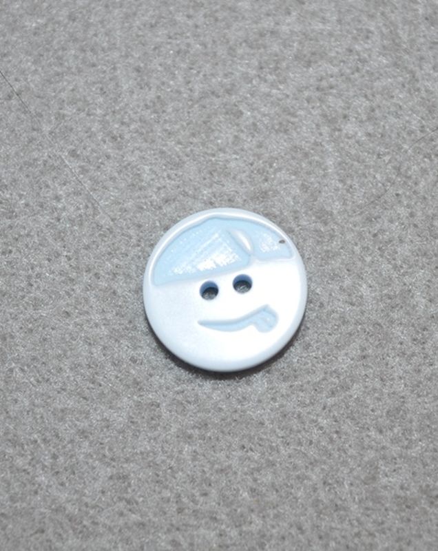 Polyester Knopf 2-Loch Smiley hellblau