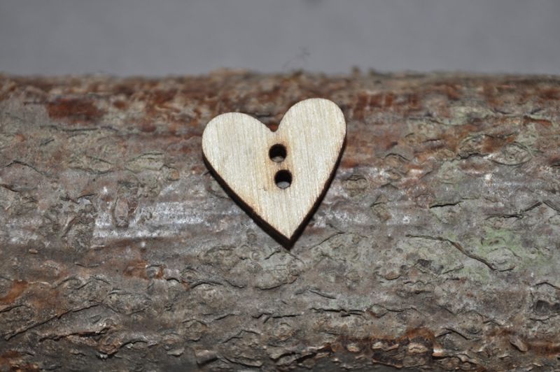 Holzknopf Herz klein natur 8
