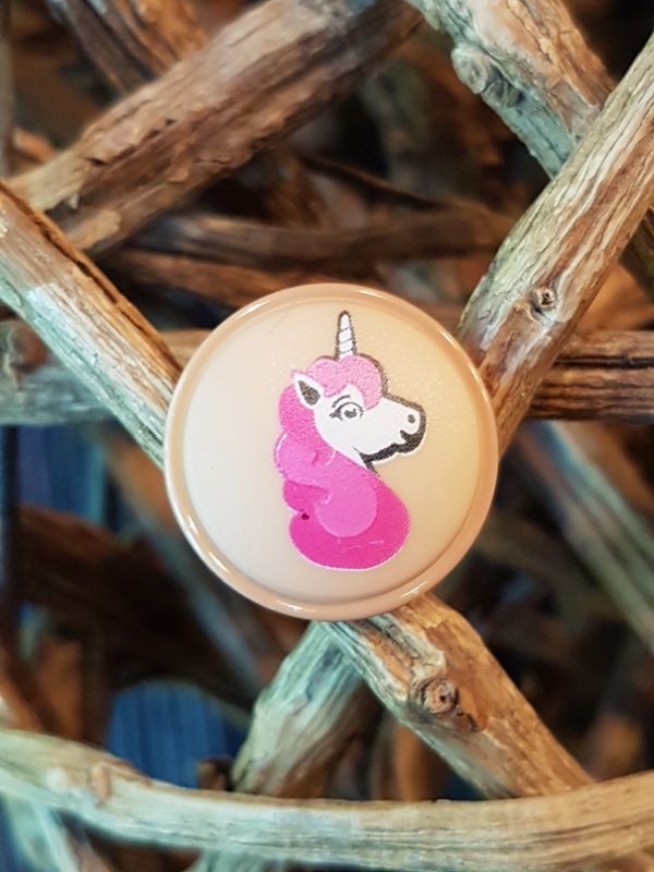 Polyester Knopf Öse Einhorn rund hellbraun