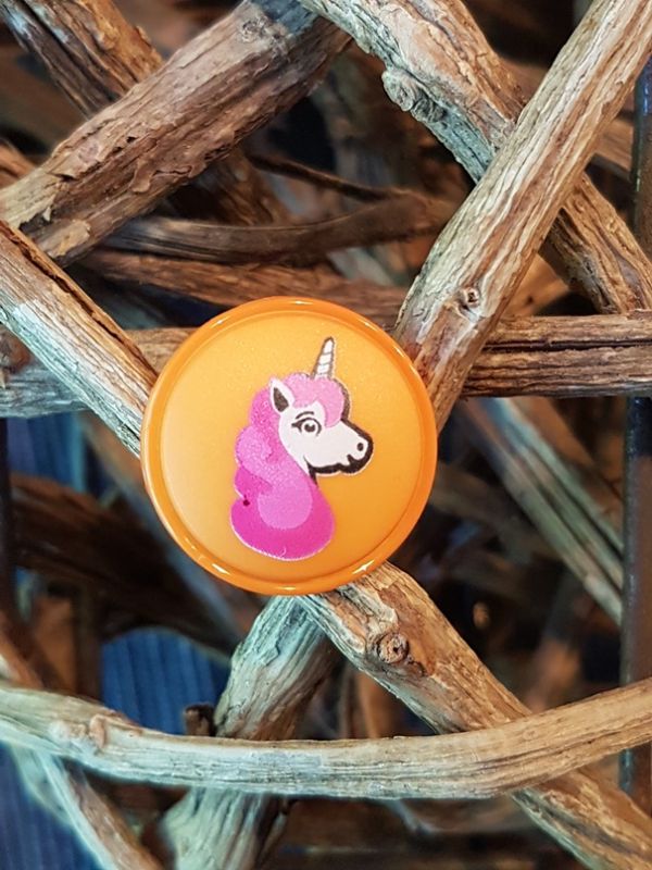 Knopf Öse Polyester Einhorn rund orange