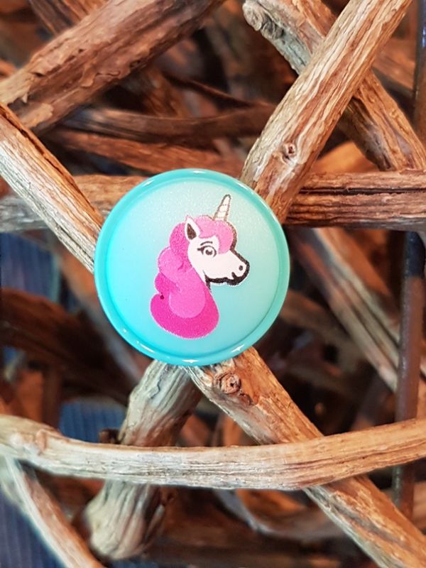 Knopf Öse Polyester Einhorn rund mint