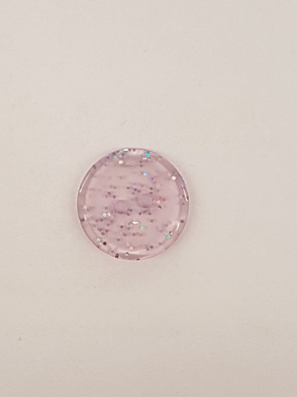 Polyester Knopf 2-Loch Glitzer flieder 15mm