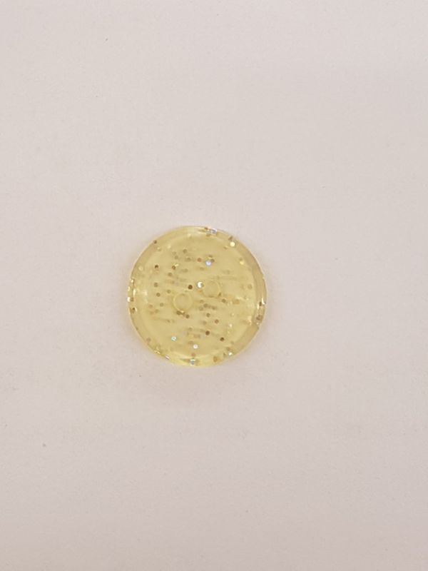 Polyester Knopf 2-Loch Glitzer gelb 15mm