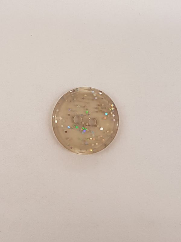 Knopf 15mm 2-Loch Polyester Glitzer grau