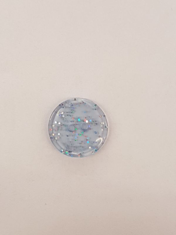 Polyester Knopf 2-Loch Glitzer hellblau 20mm