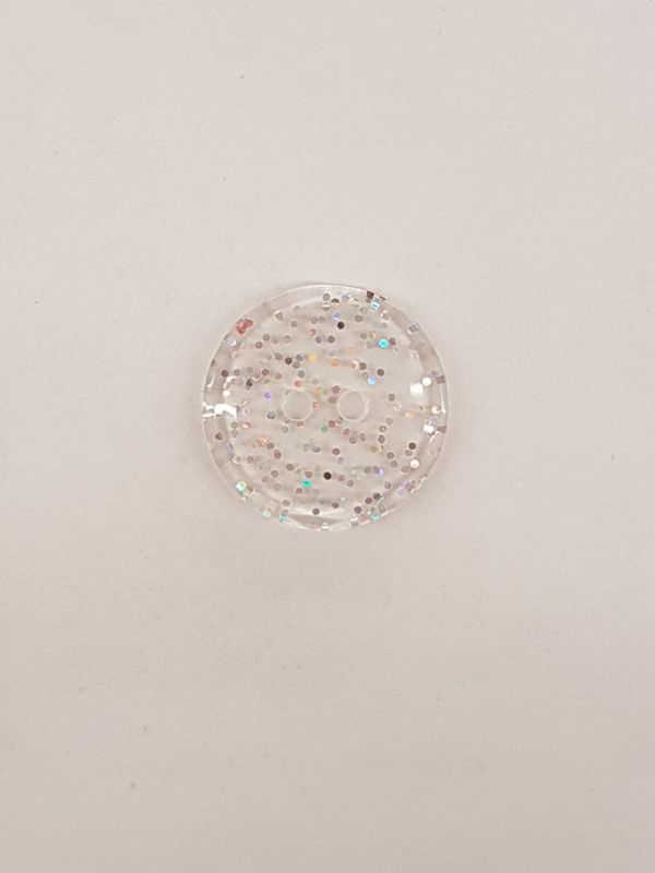 Polyester Knopf 2-Loch Glitzer durchsichtig 20mm