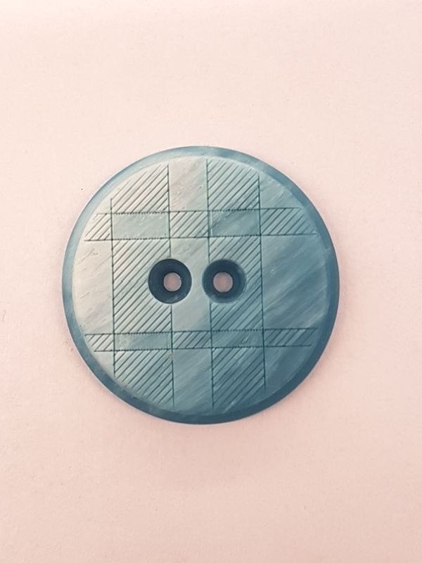 Polyester Knopf Karo Farbverlauf 25mm türkis