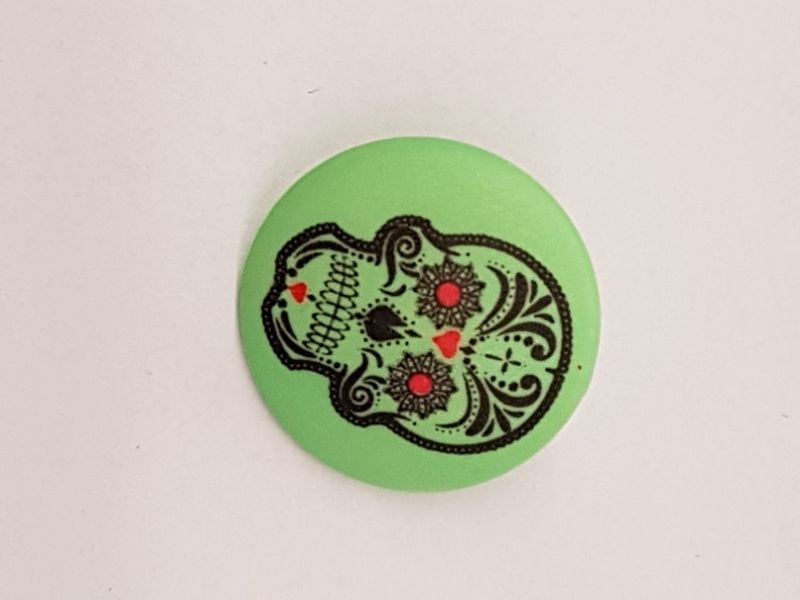 Polyester Knopf Totenkopf mit Öse bunt/mint