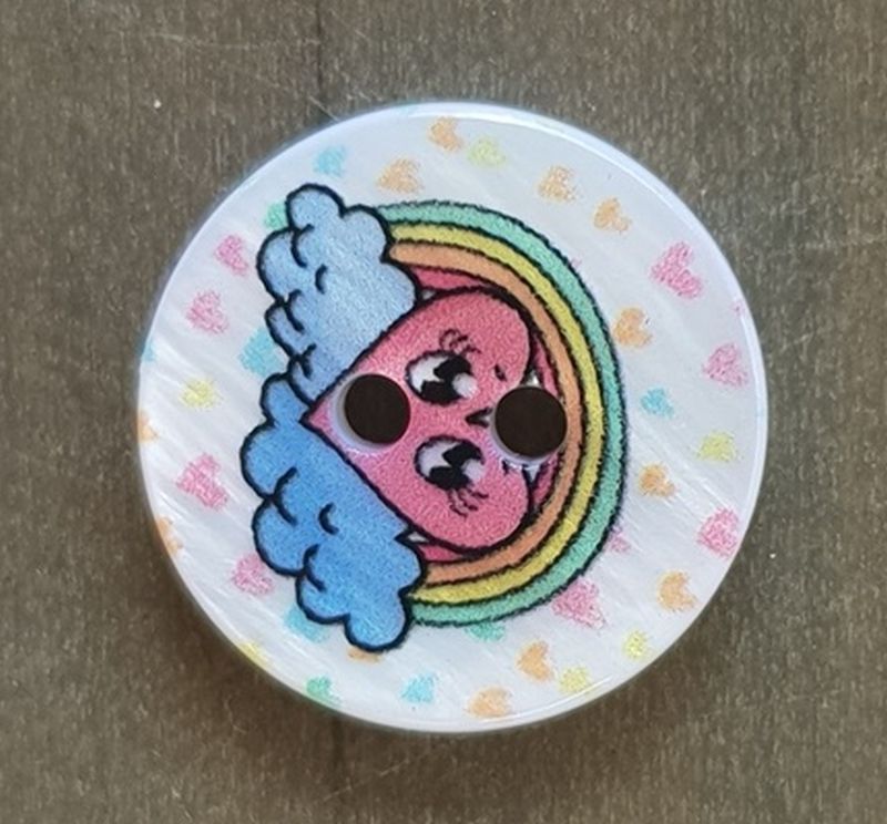 Knopf Perlmutt 2-loch Herz/Regenbogen 15mm