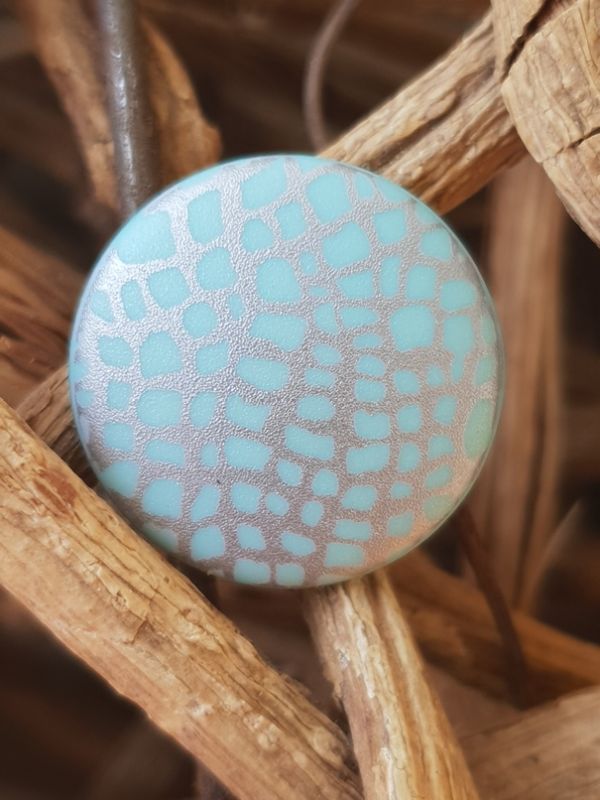 Knopf Polyester Öse Muster 20mm mint/silber