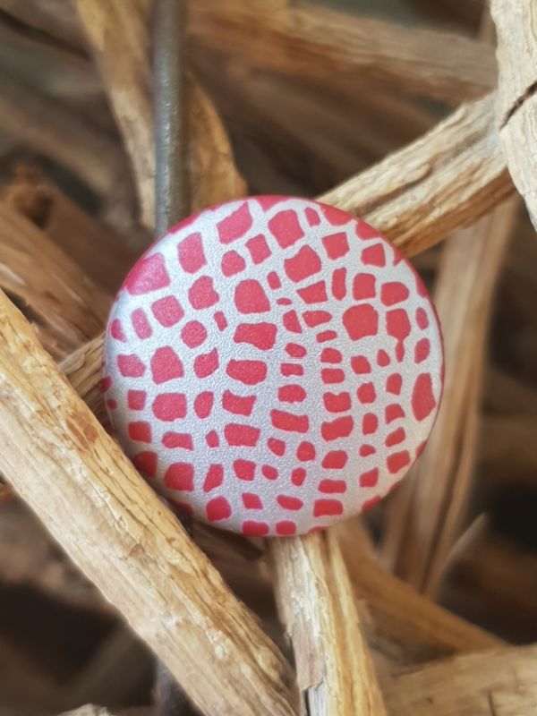 Knopf 20mm Öse Polyester Muster fuchsia/silber