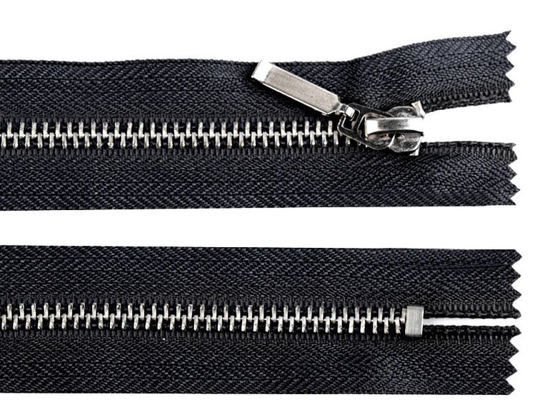 Reißverschluss 14 cm Metall Silber 6mm Schwarz