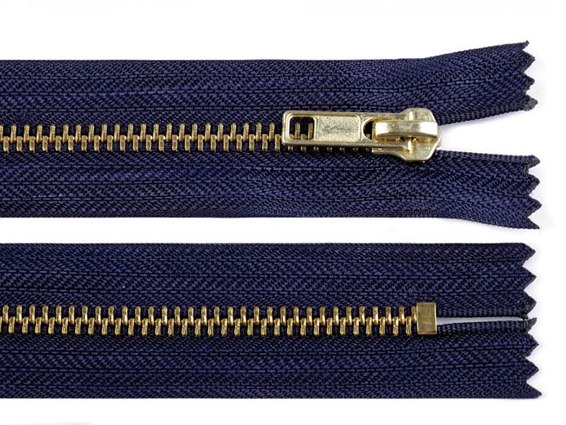 Reißverschluss 18 cm Metall Gold 6mm Dunkelblau