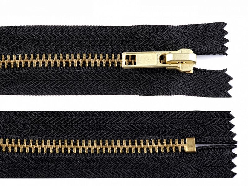 Reißverschluss 20 cm Metall Gold 6mm Schwarz