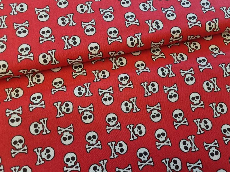 Baumwolle Stof Albator Totenkopf Dunkelblau