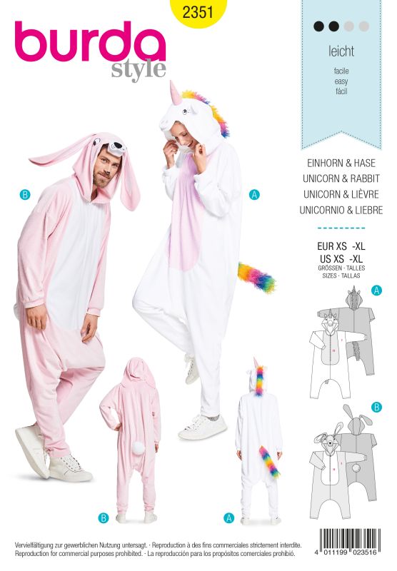 Schnittmuster Einhorn & Hase Burda 2351