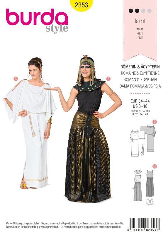 Schnittmuster Römerin & Ägypterin Burda 2353