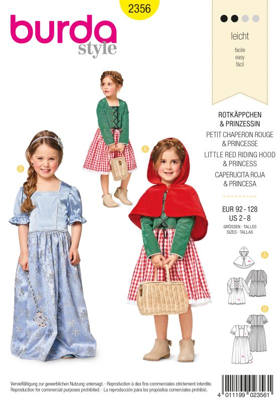 Schnittmuster Rotkäppchen & Prinzessin Burda 2356