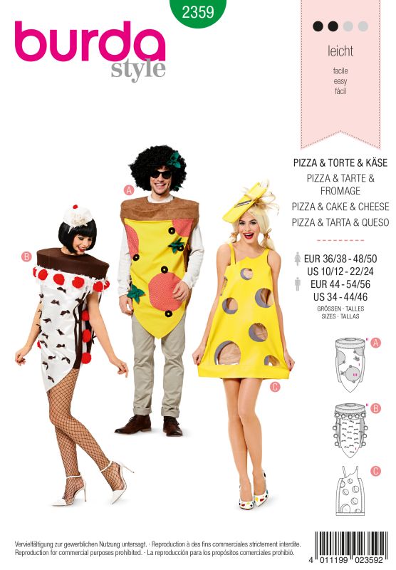 Schnittmuster Pizza, Kuchen, Käse Burda 2359
