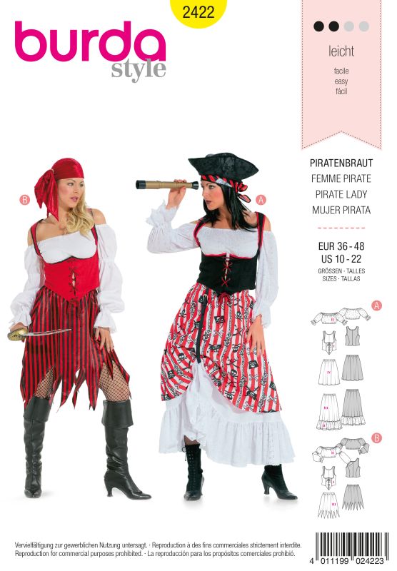 Schnittmuster Piratenbraut Burda 2422