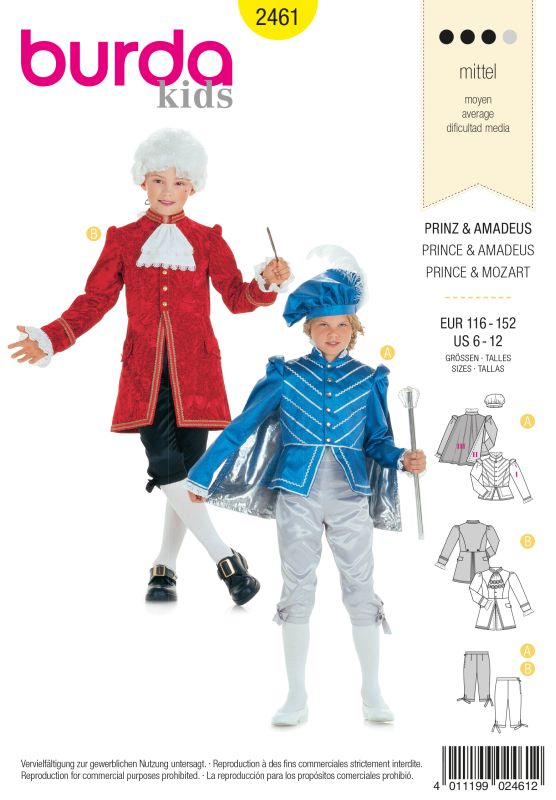 Schnittmuster Prinz, Amadeus Burda 2461
