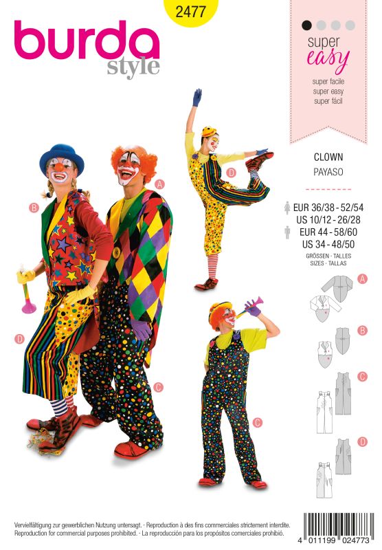 Schnittmuster Clown Burda 2477