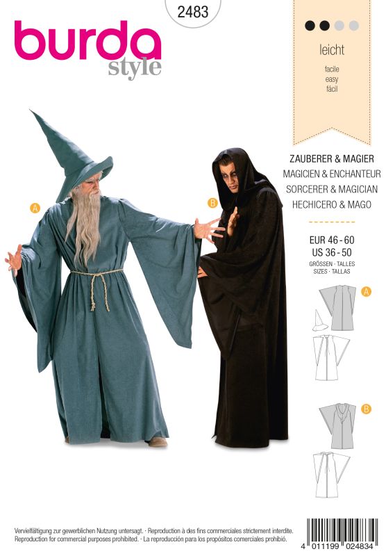 Schnittmuster Zauberer, Magier Burda 2483