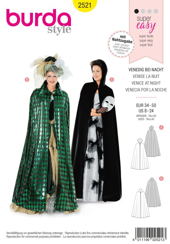 Schnittmuster Venedig bei Nacht Burda 2521