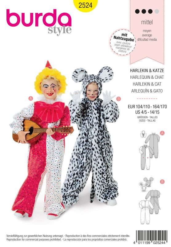 Schnittmuster Harlekin & Katze Burda 2524