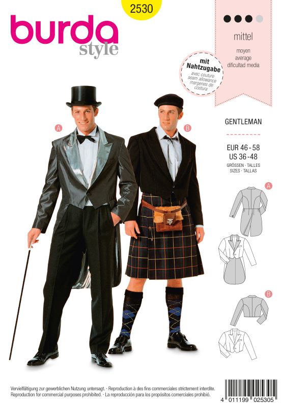Schnittmuster Gentleman Burda 2530