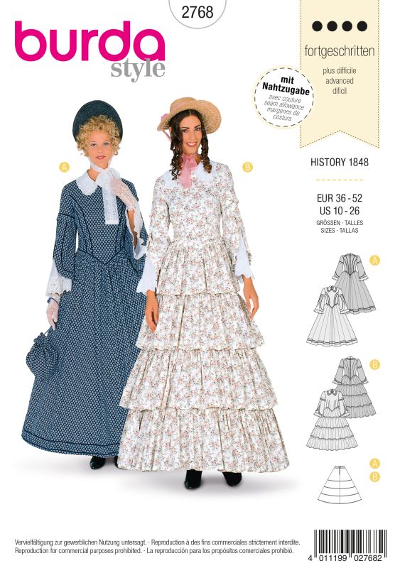 Schnittmuster History 1848 Dame Burda 2768