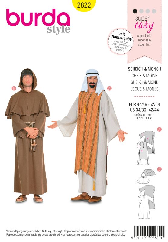 Schnittmuster Kaftan Burda 2822