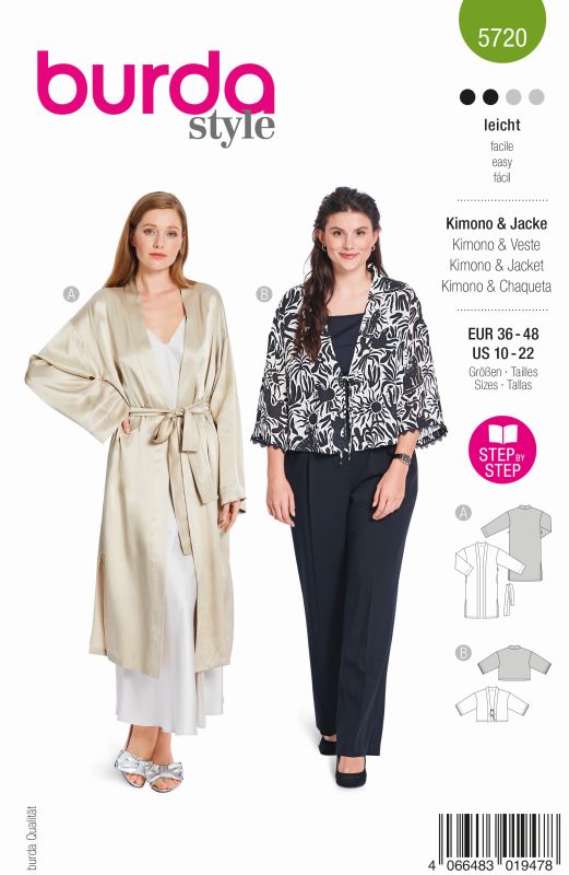 Schnittmuster Kimono & Jacke (Wäsche) Burda 5720