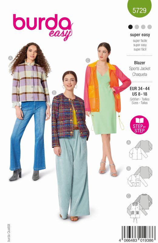 Schnittmuster Blazer & Jacke Burda 5729