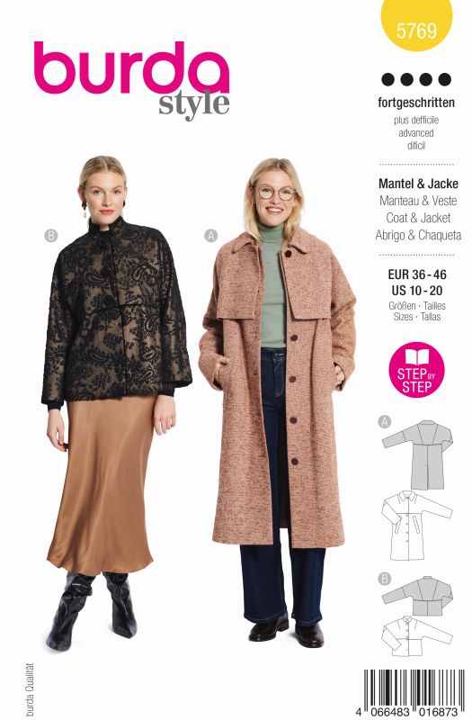 Schnittmuster Mantel/Jacke Burda 5769